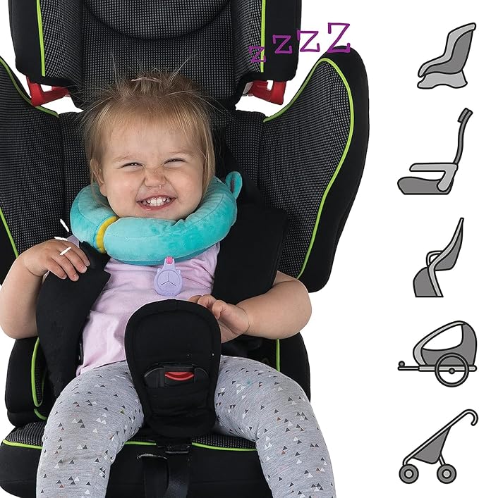 Trunki Kid's Travel Neck Pillow and Chin Rest | Support Sleepy Heads in The Car Seat, Plane, Bike or Pram | Yondi Small UNA Unicorn (Turquoise)