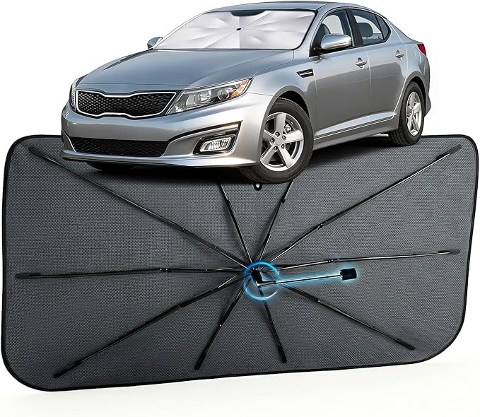 Car Windshield Sun Shade for Kia Optima 2013-2015 –[Reflective Coated Fabric] Sunshade Umbrella for Front Window, Car Shades Sun Visor Keep Car Cool and Protects Interior, 1:1 Exact Fit