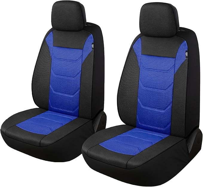 3D Air Mesh Car Seat Cover Front Sets Washable and Breathable Premium Cloth Automotive Vehicle Seat Covers for Cars Interior, Universal Fit for Most Cars, Sedan, Truck, SUV(Black/Blue)