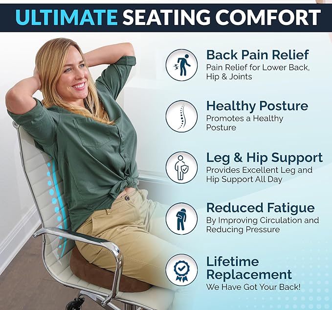 ComfiLife Premium Gel & Memory Foam Seat Cushion – Doctor Recommended Office Chair Cushion, Car Seat Cushion – Chair Cushions for Back & Sciatica Pain Relief – Seat Cushions for Office & Desk (Black)