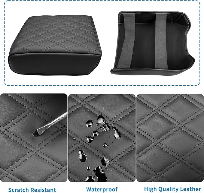 Xaido Center Console Cover for Ford F150 2021 2022 2023 2024 2025 2026 Accessories, Leather Armrest Protector Pad, Bucket Seat Only