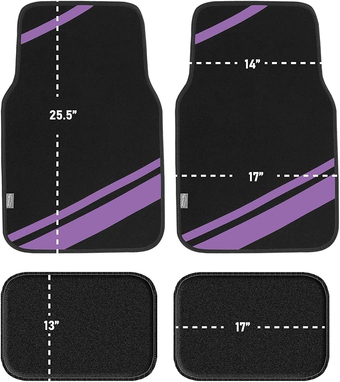 FH Group Car Floor Mats - Carpet Floor Mats for Cars, Universal Fit Automotive Floor Mats, All Purpose Car Floor Mats, Carpet Protector Mat for Most Sedan, SUV, Truck Floor Mats Purple