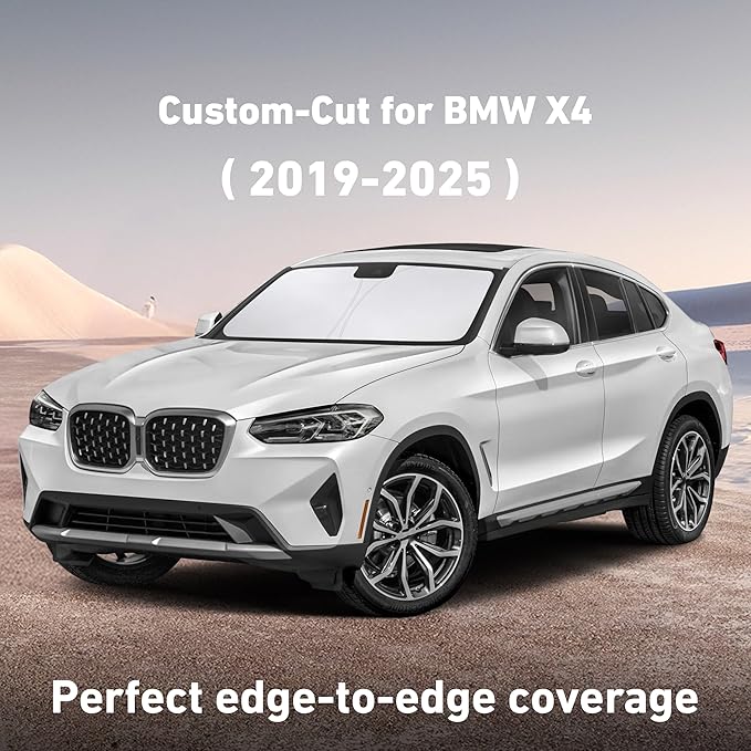 EcoNour Windshield Sunshade Compatible for BMW X4 2019-2023 2024 2025, Sun Visor for Front Windshield & Window Sun Shade Cover, UV Heat Blocker & Protector, Car Accessories