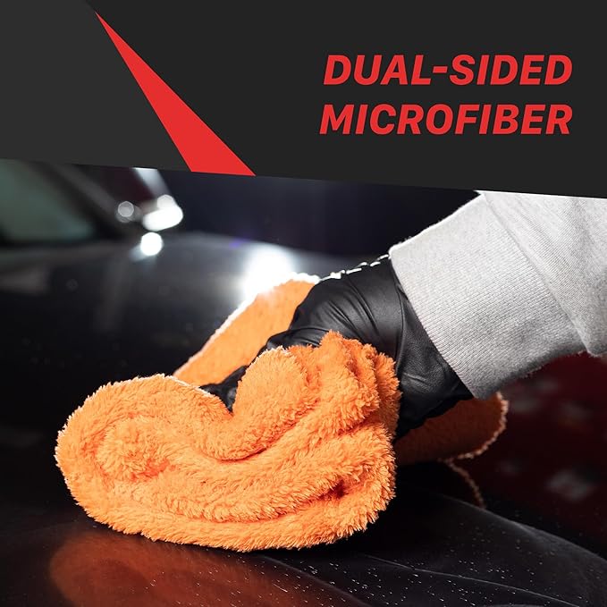 Maxshine 16" x 24" Universal 3-Pack Orange 500GSM Edgeless Microfiber Towel – Ultra-Soft & High Absorbency – Ideal for Car Detailing, Polishing & Finishing – Lint-Free Cleaning Cloth