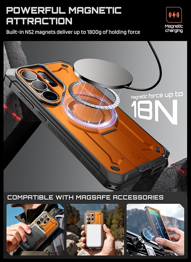 SUPCASE for Samsung Galaxy S26 Ultra Case with Stand, Military-Grade Drop Protection, Compatible with Wireless Charging/MagSafe, Built-in Screen Protector & Front Frame – UB Pro Mag, Coral