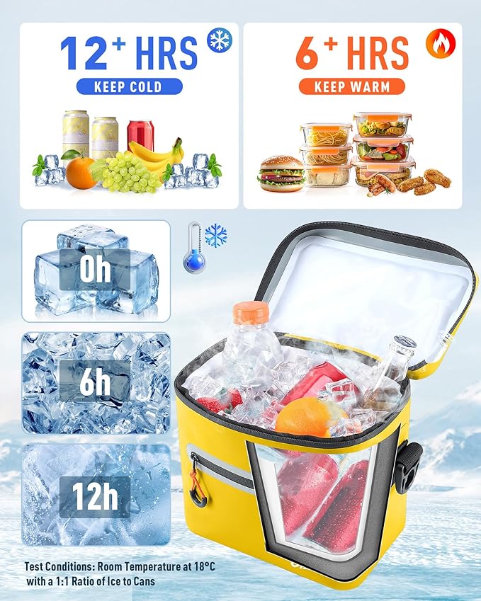 Soft-Sided Cooler Bag, 7/16/30 Can Insulated Lunch Box, Waterproof, Leak-Proof, Portable Lunch Bag for Work, Beach, Drink, Travel, Camping, Picnic