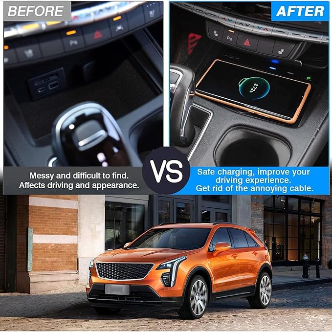 Wireless Car Charger for Cadillac XT4 2018 2019 2020 2021 2022 2023 2024 Support Original Car Center Console Accessory Panel 15W Fast Phone Charging Pad for Any Qi Enabled