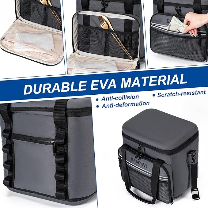 Soft Cooler Bag with Two Ice Packs,Collapsible Cooler for Travel with Adjustable Shoulder Strap,Large Capacity Leakproof Insulated Soft Sided Cooler Bag for Camping, Hiking, Picnic