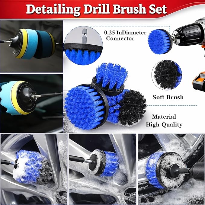 GASLIKE 63PCS Car Wash Cleaning Kit,Car Wash Brush with Long Handle,Car Detailing Kit with Foam Gun,Car Cleaning Supplies,Handheld Vacuum, Car Detailing Kit (63PCS)