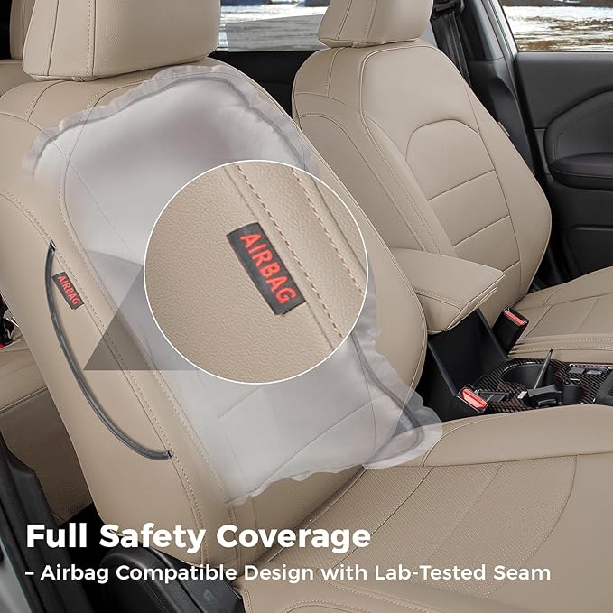 coverdream Forester Seat Covers Full Set for 2025 2026 Subaru Forester Base,Limited,Premium,Sport,Touring SUV,Fully Covered,Luxury Waterproof Leather Car Seat Protector(Beige)
