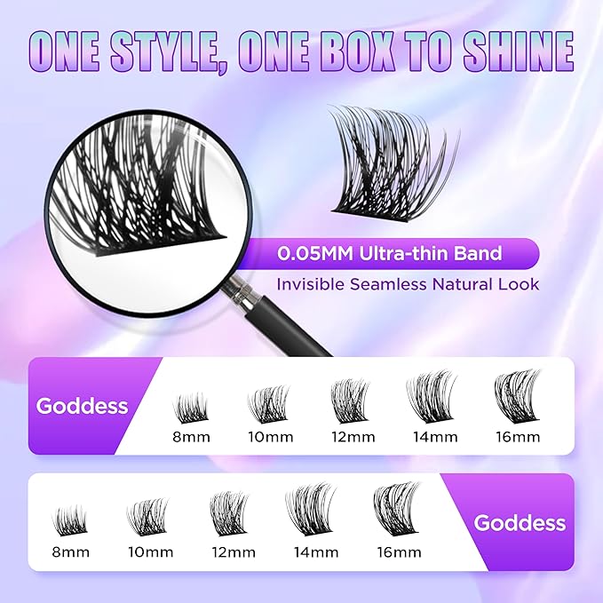 Lash Extension Kit DIY Lash Clusters Kit Eyelash Extensions Individual Lashes Extensions with (Bond,Seal,Tweezers,Remover,120Pcs,Goddess,8-16)