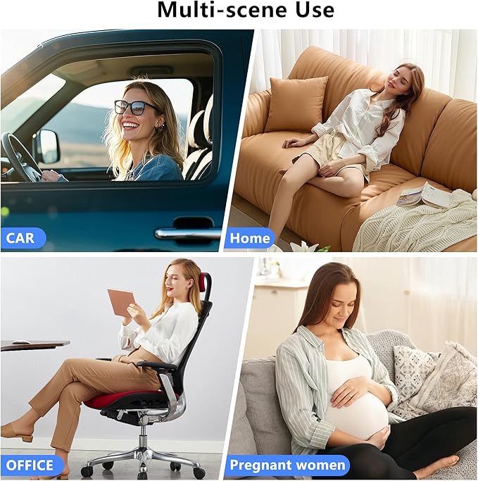 Memory Foam Truck Seat Cushion & Lumbar Support Set – Ergonomic U-Shape Tailbone Relief + L-Shape Back Cushion for Long-Haul Semi/Pickup Drivers Breathathable Cover Non-Slip Bottom Dark Gray