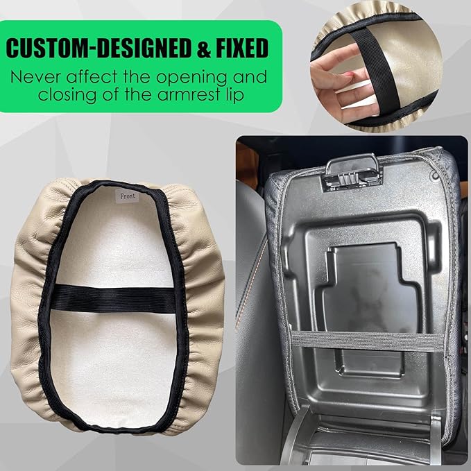 for Honda CRV 2017-2022 Center Console Cover - Vegan Leather Extra Soft Armrest Cover for Honda CR-V Interior Accessories 2017 2018 2019 2020 2021 2022（Beige）