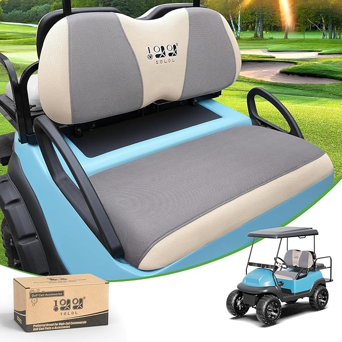 10L0L Golf Cart Seat Covers Universal for Yamaha G29 Drive2 Club Car Precedent Tempo Standard Front Seats, Breathable Mesh Bench Seat Cover, No Drilling Seat Cushion - All-Season Comfort