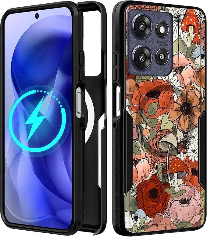 LISEVOfor Moto G Power 2025 Case - for Motorola Moto G Play 2025 Case Compatible with MagSafe Women Cute Girls Magnetic Protective Phone Cover Girly Mushroom Flower Heavy Duty Shockproof Design