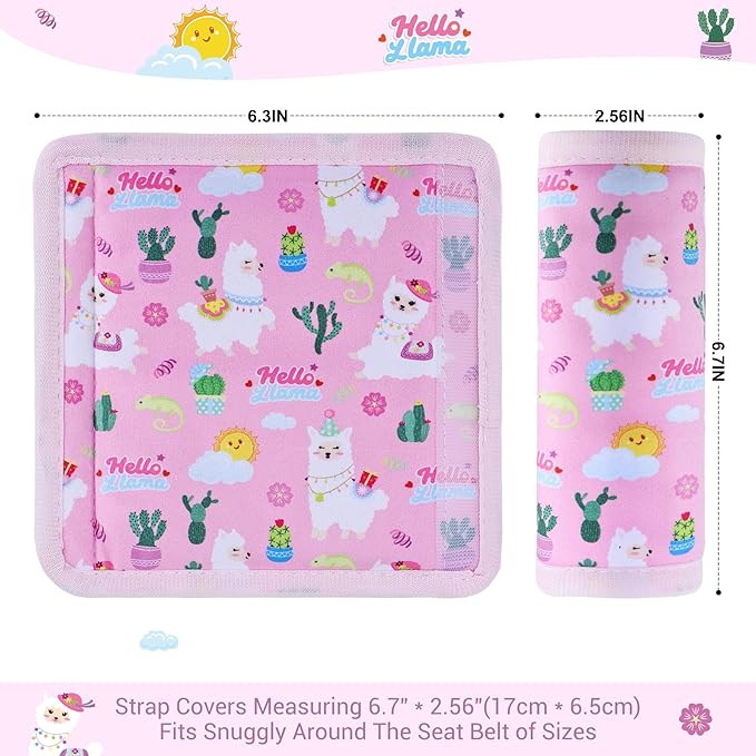 COOLBEBE Car Seat Straps Shoulder Pads for Baby Kids, Super Soft Seat Belt Covers for All Car Seats/Pushchair/Stroller/High Chair, Pink Alpaca, Polyester Material