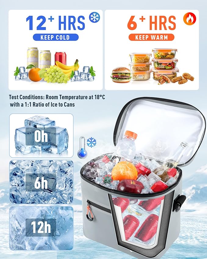 Soft-Sided Cooler Bag, 7/16/30 Can Insulated Lunch Box, Waterproof, Leak-Proof, Portable Lunch Bag for Work, Beach, Drink, Travel, Camping, Picnic