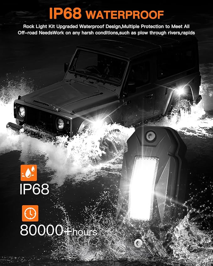 White Rock Lights,LEDMIRCY R2 Pure White Rock Lights Kit with Toggle Switch Wiring Harness 12PCS Luces para Carro for UTV Trucks ATV Underglow Light Trail Rig Under Body High Power Waterproof
