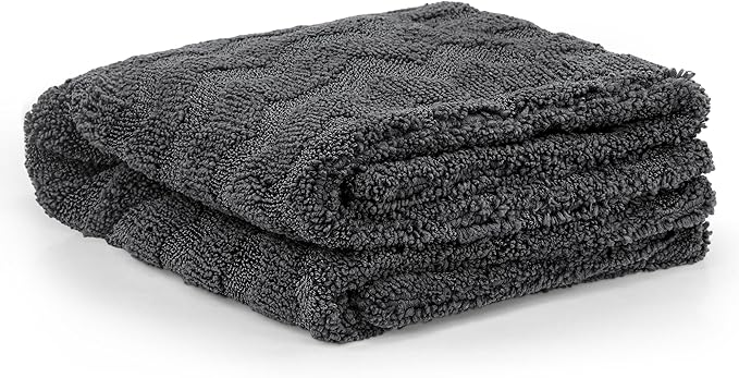 Greenfound Microfiber Towel for Cars, 1000GSM Car Drying Towel, Double Twist Pile & Edgeless Design, No Streaks, Scratches, or Water Spots, Soft and Absorbent, 18"×24", Wave Grey
