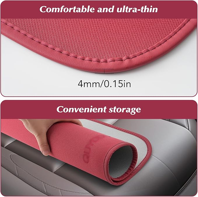 KEYOOG 2PCS Car Seat Covers Cushion, for Car Seat Office Chair, Prevent Seat Dirt, Thin and Breathable, Do Not Affect Seat Ventilation Functions, with Non Slip Bottom, 20.5"x19.3" Red