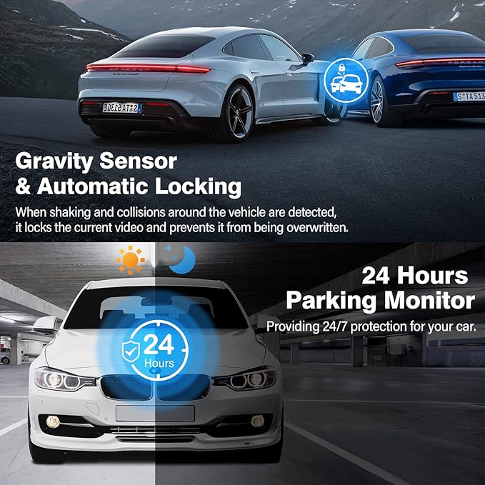 Miden S7 4K Dash Cam Front and Rear, 64G SD Card,2160P+1080P FHD Dual Dash Camera for Cars,176°+160° Wide Angle,3.2'' IPS Screen Dashcam,Loop Recording,G-Sensor,WDR,24H Parking Monitor,Night Vision