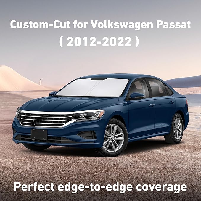 EcoNour Windshield Sunshade Compatible for Volkswagen VW Passat 2012-2020 2021 2022, Sun Visor for Front Windshield & Window Sun Shade Cover, UV Heat Blocker & Protector, Car Accessories