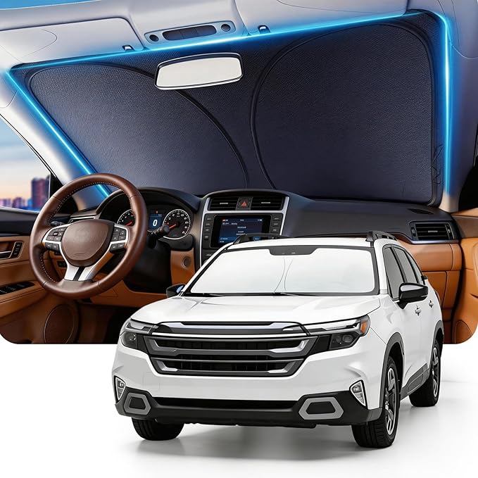 DMJN Windshield Sun Shade for Su-baru Forester (2019-2026), Car Sunshade for Front Windshield [100% Efficient Block UV & Scorching Sun] UPF50+ Heat Block - Protect Interior & Keep Cooler