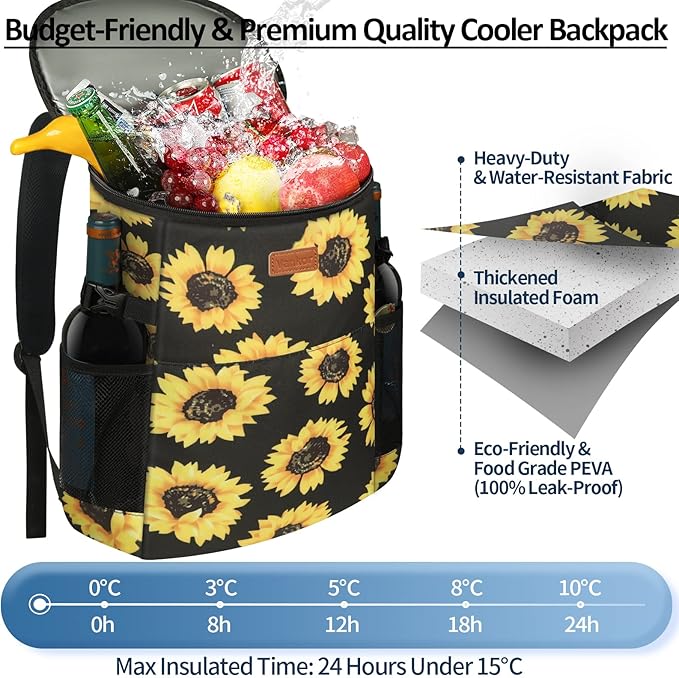 Camping Cooler Backpack 30 45 Cans, Soft Backpack Coolers Insulated Leak Proof Travel Cooler Bag Waterproof Lunch Picnic Beach Work Trip Thermal Bag Drink Beverage Beer Bag Cooler