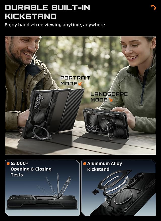 SUPCASE for Samsung Galaxy Z TriFold Case with 2 Tempered Glass Screen Protectors (UB Grip), [Compatible with MagSafe] [Built-in Kickstand] [Hinge Coverage] Military-Grade Protection Phone Case,Aramid