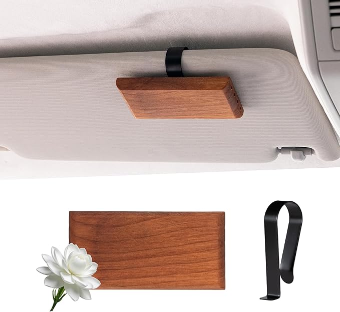 Yuoyar Wood Car Scents Air Freshener Visor Clips Diffuser Odors Eliminator (Jasmine-scented)