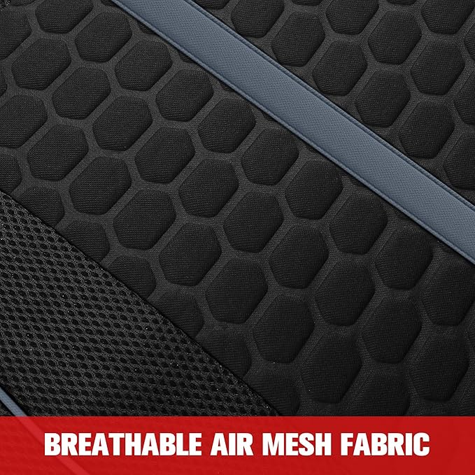 Breathable Premium Car Seat Covers Front Set，3D Air-Mesh Seat Covers for Cars，Comfortable Safety Airbag Compatible，Universal for Most Cars Sedan Truck SUV(Black/Gray)