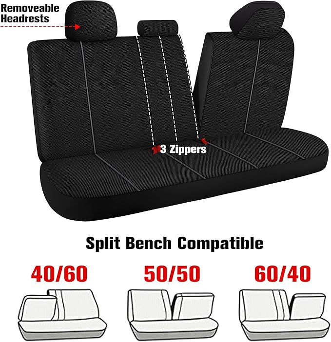 Breathable Premium Car Seat Covers Front Set，3D Air-Mesh Seat Covers for Cars，Comfortable Safety Airbag Compatible，Universal for Most Cars Sedan Truck SUV(Black/Gray)