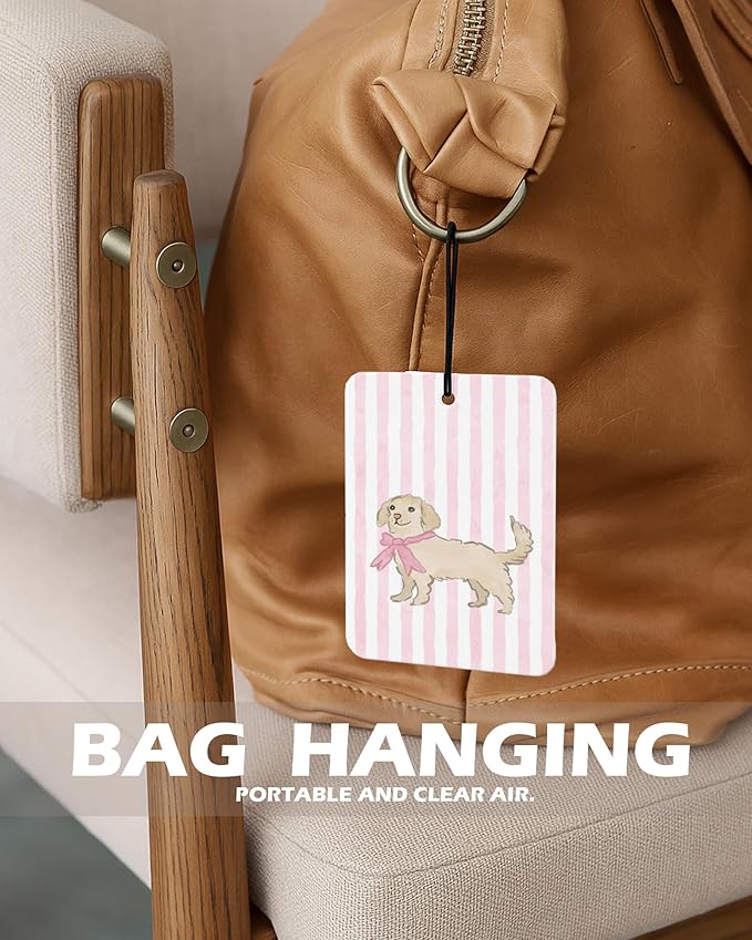 Retro Pink Coquette Bow Lemon Cologne Car Air Freshener 4 Pcs, Preppy Ice Cream Dog Hanging Air Freshener for Cars Bathroom Dorm Books Decor, Cute Girly Accessories Gifts for Women Girls