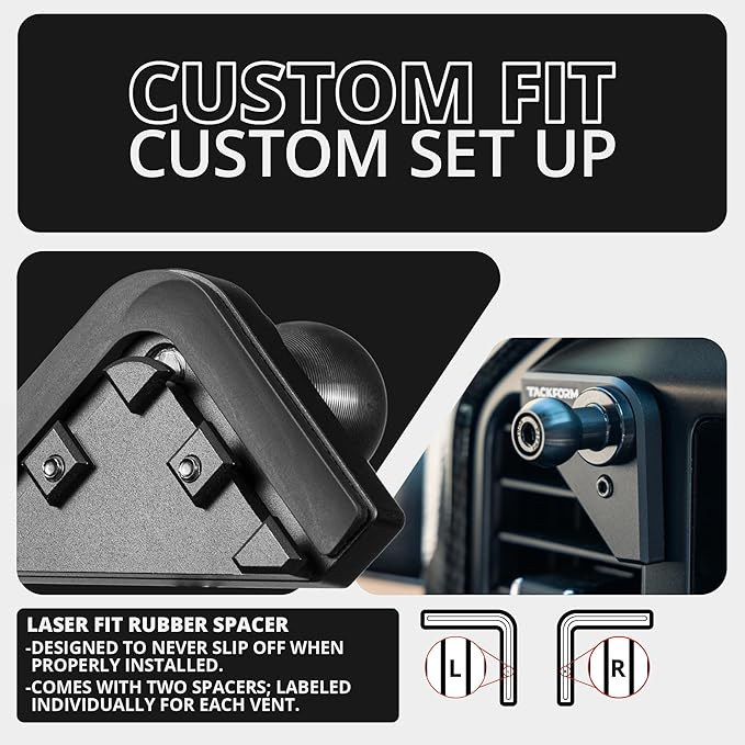 Tackform Link Vent Mount Magnetic Phone Holder - Compatible with '21-'25 Ford F150 & Raptor, '23-'25 Ford Super Duty | Aluminum Base | Short Reach | NOT Compatible with MagSafe