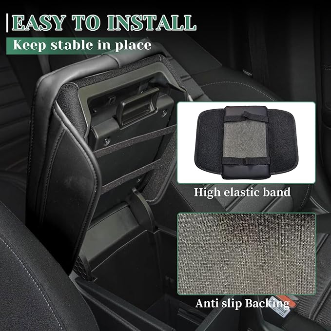 Center Console Armrest Cover Compatible with Toyota RAV4 2013-2018 Leather Middle Console Arm Rest Box Protector Cushion Padding with Side Pockets Anti-Scratch Black