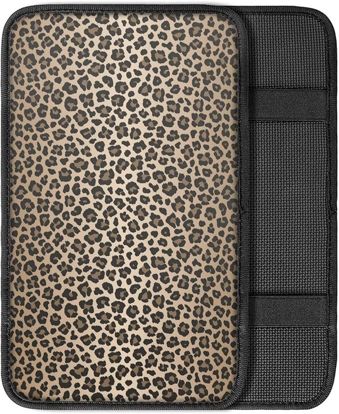 JoyLamoria Leopard Print Car Armrest Cushion Cover Center Console Box Pad Car Accessories