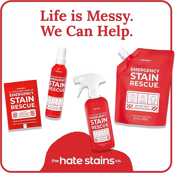Emergency Stain Rescue Stain Remover Spray - Wine & Coffee Stain Removal - On-the-Go Wipes for Carpets & Upholstery - No Added Phosphates Fabric Spot Remover - 0.36 Fl Oz Spray & 10 Wipes (11 Count)