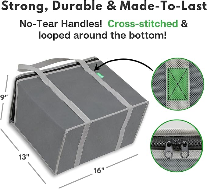Creative Green Life XL Insulated Reusable Grocery Bags (2-Pack) - Premium Quality Cooler Bags with Hard Bottom Insert, Stands Upright, Washable
