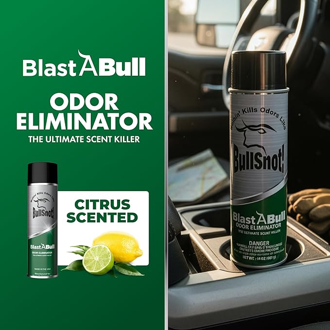 BullSnot BlastABull Odor Eliminator – Powerful Car & Home Smell Neutralizer. Eliminates Pet, Food, Tobacco, and Mold Odors. Safe for Carpets, Upholstery, Fabrics. Made in the USA.