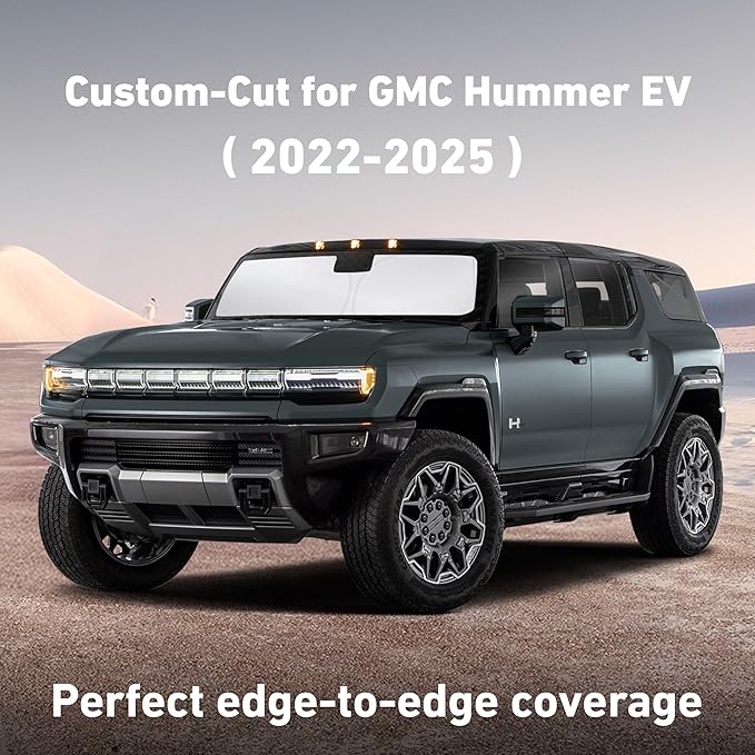 EcoNour Windshield Sunshade Compatible for GMC Hummer EV 2022-2023 2024 2025, Sun Visor for Front Windshield & Window Sun Shade Cover, UV Heat Blocker & Protector, Car Accessories