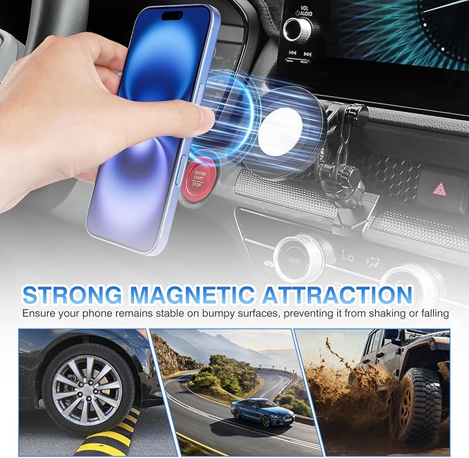 Autorder Upgraded Magnetic Car Phone Holder for 2022-2026 Honda Civic/2023-2026 CRV Accessories Strong Adsorption Phone Mount 360°Flexible Adjustment Magnetic Phone Stand Fit for All Smartphone