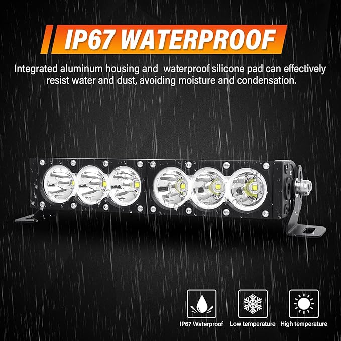 AUXTINGS 12 inch Single Row White LED Light Bar 60W Off Road Light Bar Spot Beam LED Work Light Truck UTV 4x4 Cars SUVs ATVs Boats Fog Driving Light with Wiring Harness kit