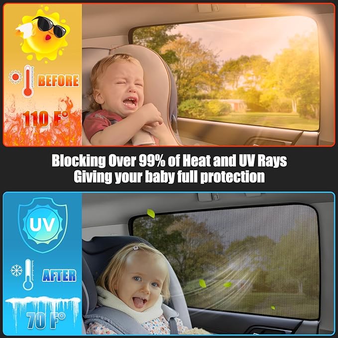 XCBYT Car Window Shades for 2021-2025 Highlander Sun Shade for Car Baby Side Window with Breathable Mesh Blocking 99% UV Glare and Privacy Protection Safe Driving for Napping Camping (4 PCS)