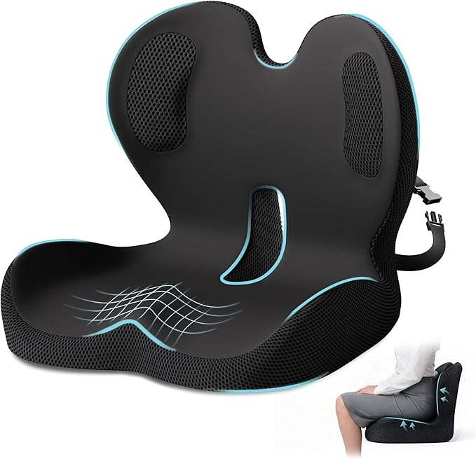 Ergonomic Seat Cushion,Office Chair Cushion with Lumbar Support Pillow,Car Orthopedic Seat Cushions,Designed for Sciatica,Tailbone,Back Pain Relief,for Office,Car,Truck,Home,Desk Chair