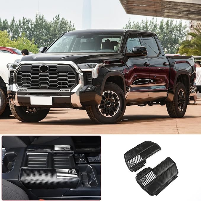 TOYCIDFG Car Center Console Armrest Cover Cushion Pad Compatible with Toyota Tundra Sequoia 2022-2024, Waterproof Cushion Pad Car Accessories (Flag Pattern)