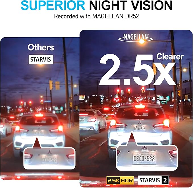 Magellan Dash Cam Front and Rear, 4K+4K Dual Dash Camera for Cars, STARVIS 2 Night Vision, Free 24H Parking Mode Hardwire Kit, Built-in Wi-Fi, GPS, 128GB SD Card Included (DR52)