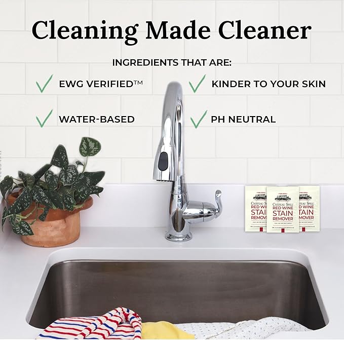 Chateau Spill Wine Stain Remover Spray - On-the-Go Wine Spill Cleaner - EPA Safer Choice Certified Carpet & Upholstery Cleaner - No Added Phosphates Laundry Stain Remover Spray - 4 Fl Oz, Pack of 25