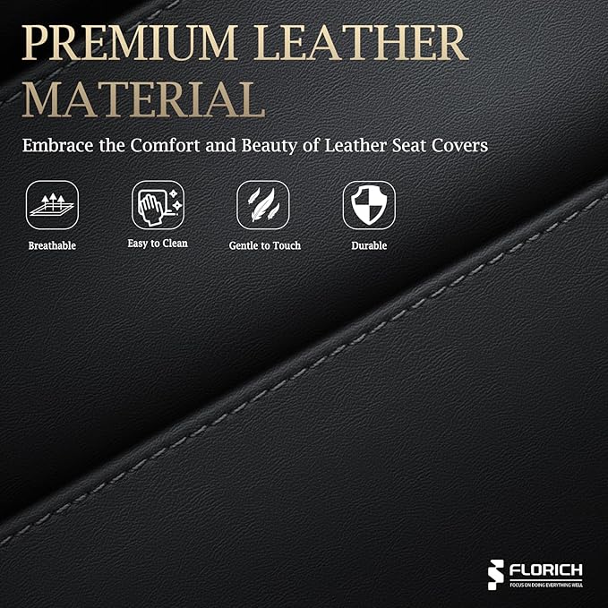 FLORICH Rear Seat Covers Leather Car Seat Covers Waterproof Back Seat Cover Automotive Seat Covers Universal Seat Cushion Protector for Most Cars Trucks SUV-Brown&Black