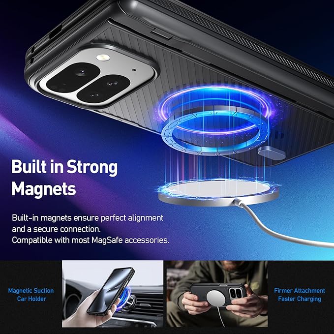 Poetic Revolution Flex Case for Google Pixel 10 Pro Fold, [Foldable Kickstand][Hinge Protection][MagSafe Compatible], Shockproof Slim Pixel 10 Pro Fold Cover with Built-in-Screen Protector, Black