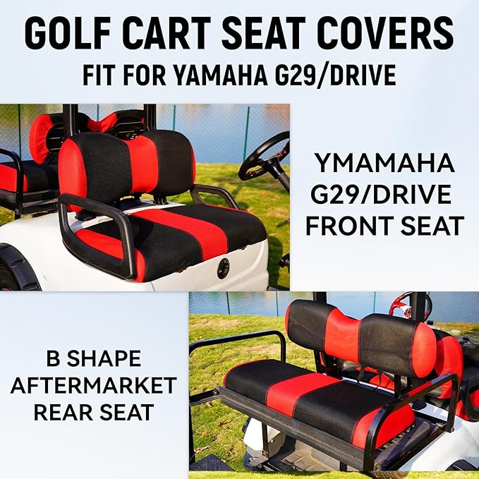 Golf Cart Front and Rear Seat Covers for Yamaha G29/drive Drive 2 2007+, Durable Polyester Fabric Yamaha G29 Seat Covers, Breathable Washable